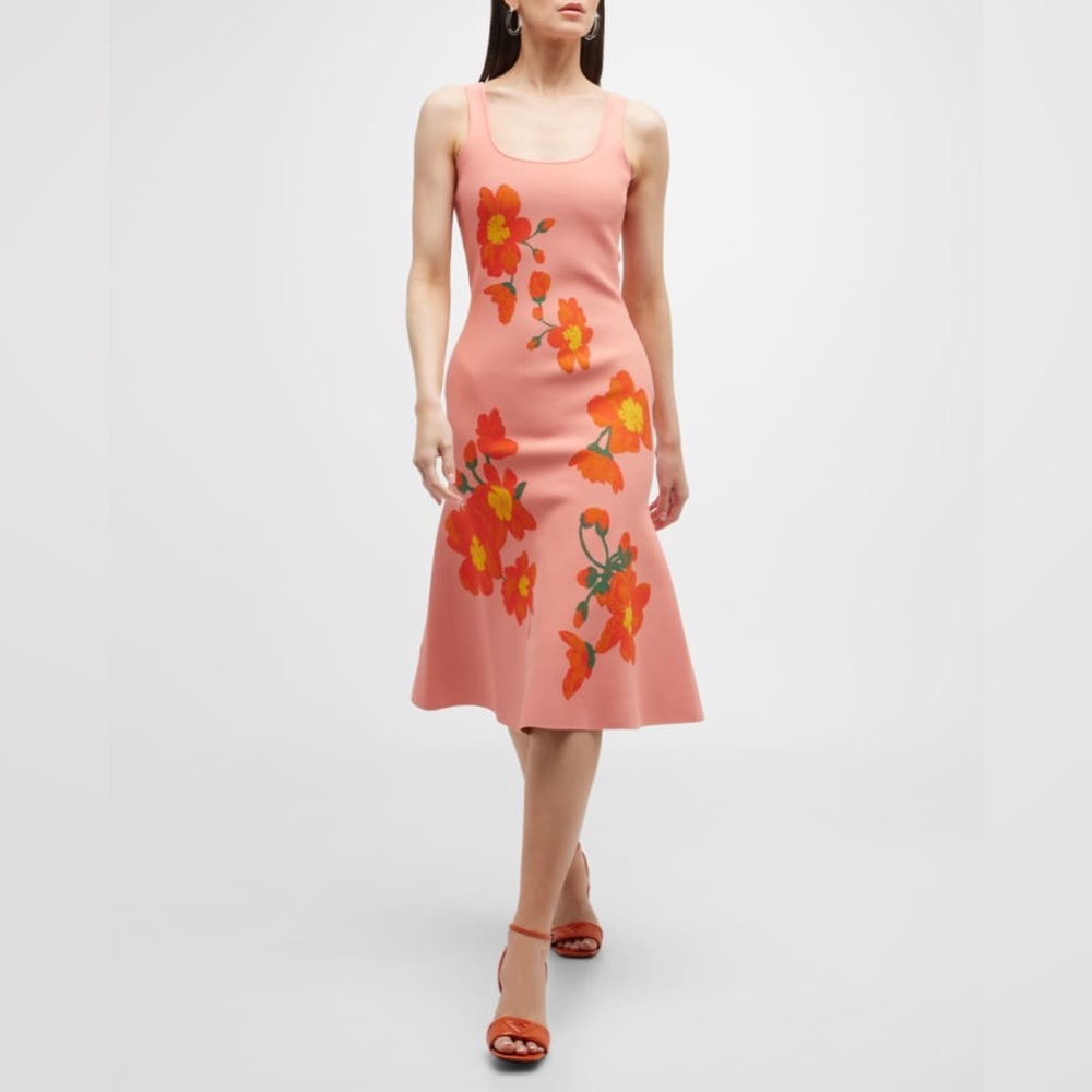 Carolina Herrera
Trumpet Midi Dress with Intarsia Knit Floral Detail